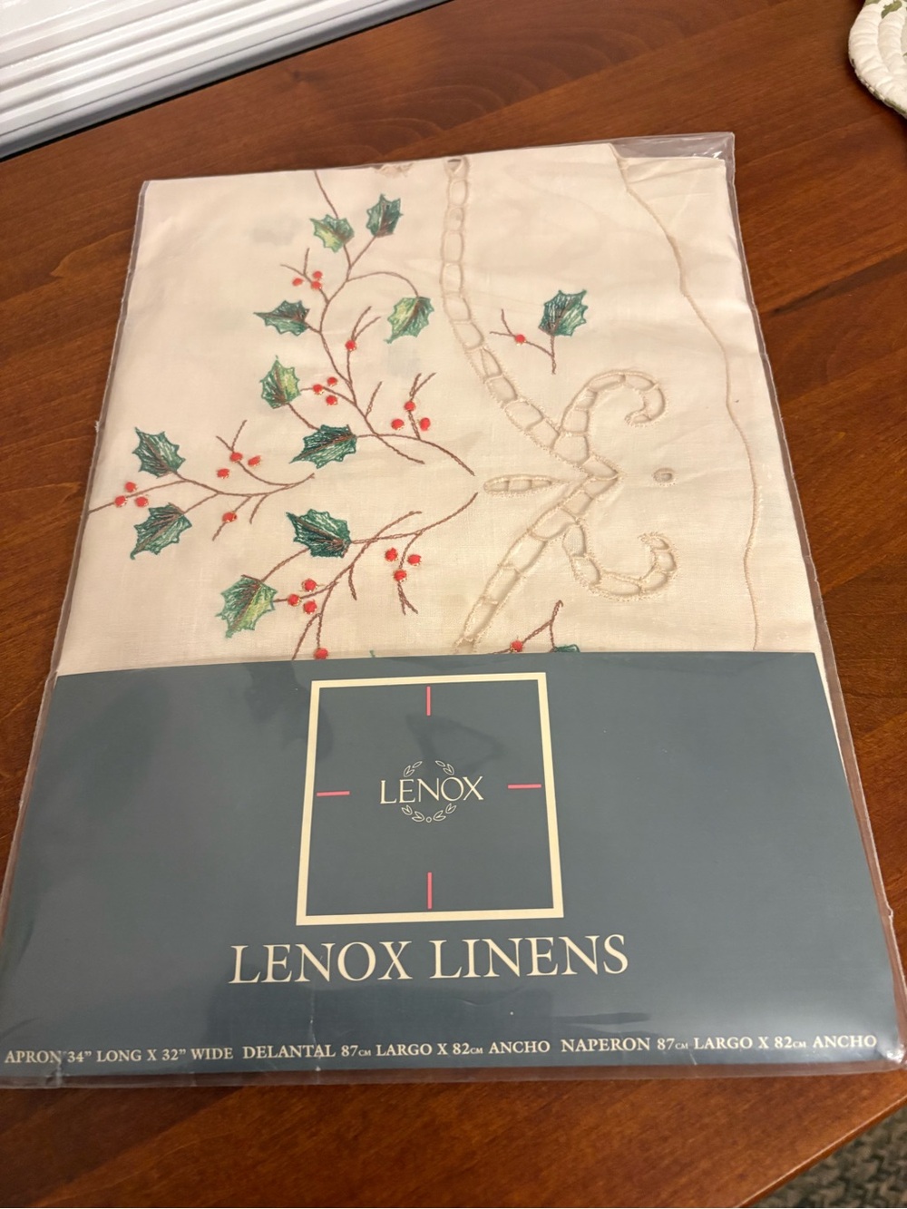 Rare Lenox Linens Holiday Bib Apron - New